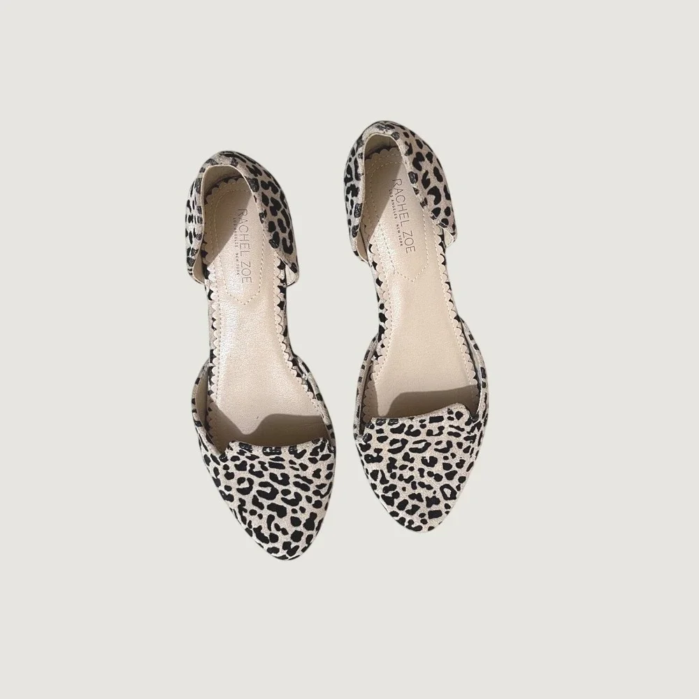 Rachel Zoe d'Orsay Flats Womens 8.5 Leopard Mob Wife Indie Sleaze Chic